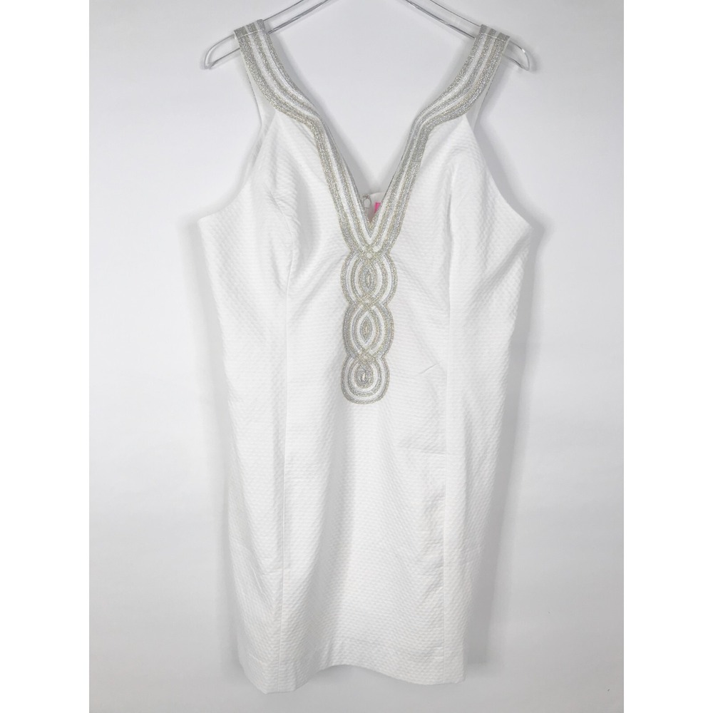 Lilly Pulitzer Dress Womens 16 Resort White Valli Shift Cocktail Beachy Coastal